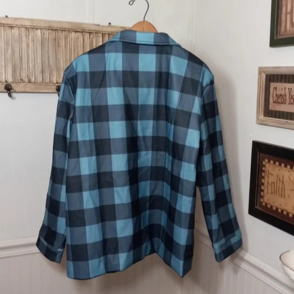 PLUS SIZE xxl Blue & Black, Plaid, zip up pocket lined jacket - Picture 2 of 4